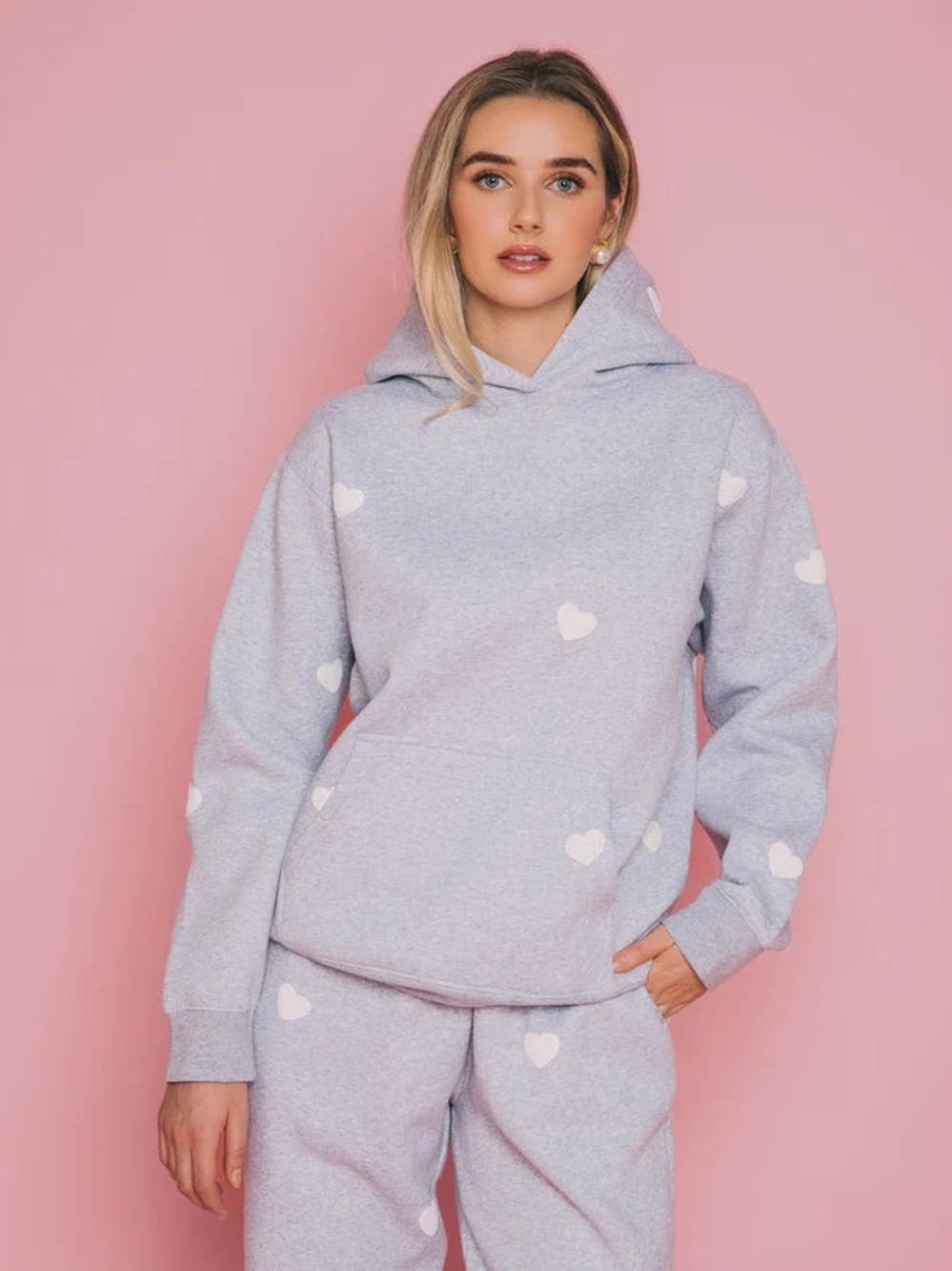 Brunette The Label Light Gray Heart Hoodie